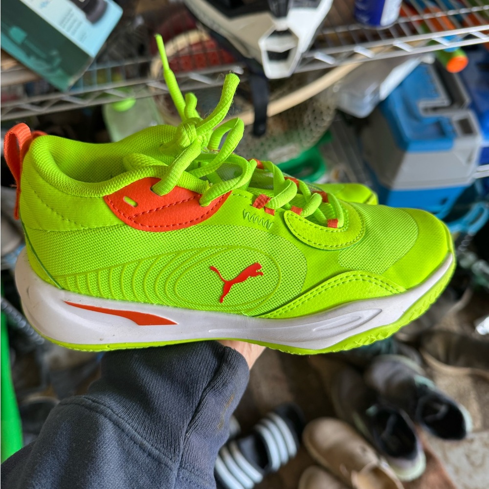 Puma Kids Lime Green and Orange Sneakers